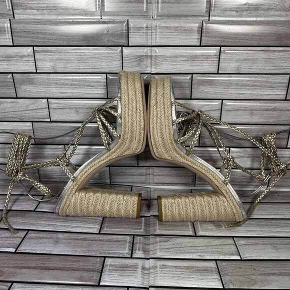 PAIGE Women's Braided Metallic Ankle-Strap Platform Espadrilles Sandals‎ Size 10 - Picture 5 of 8